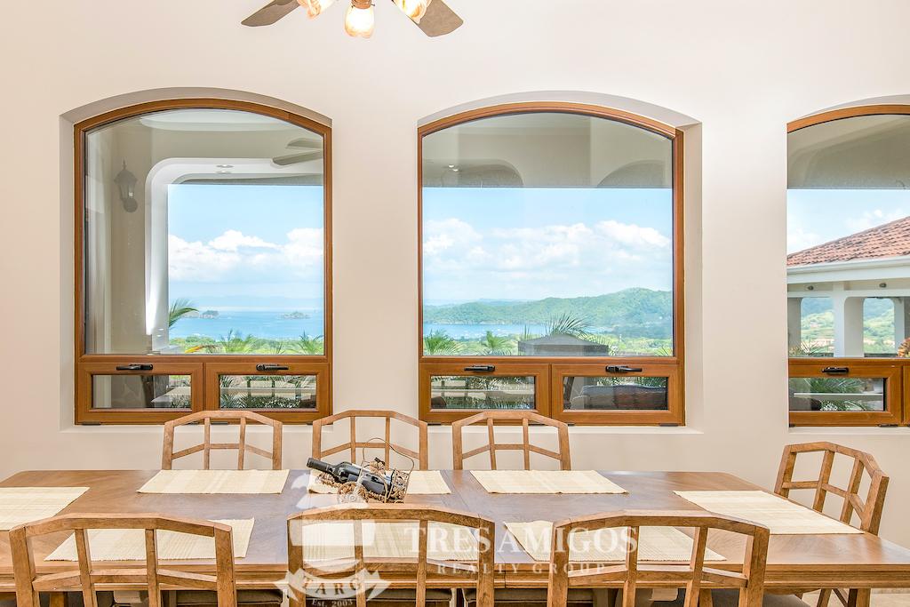 Mountain and ocean view dining room
